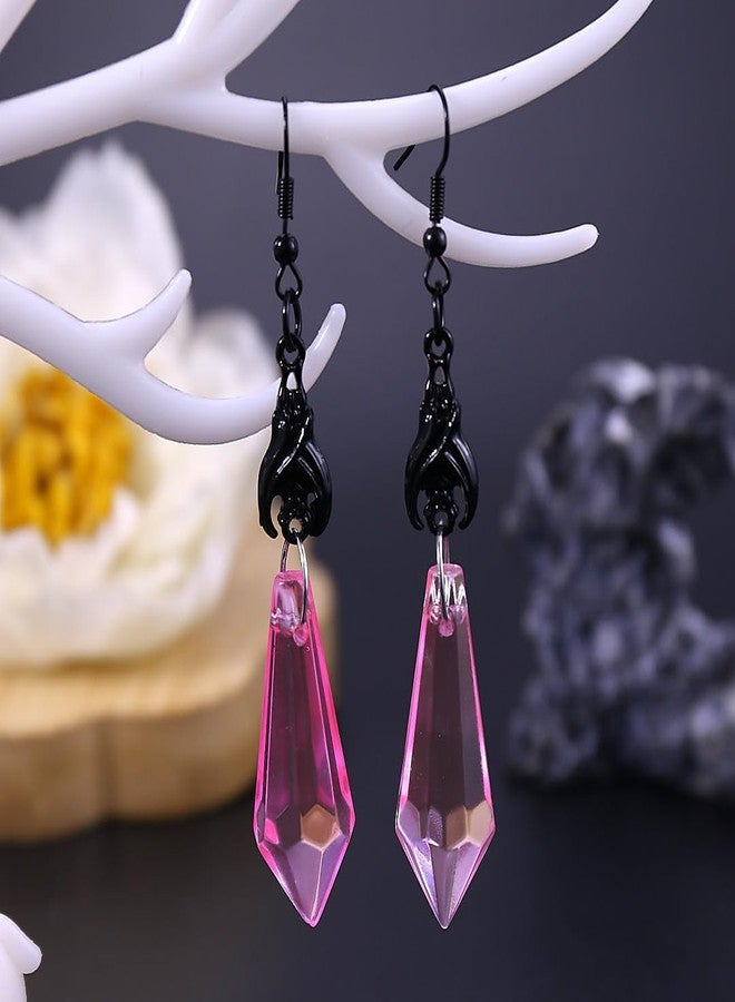Lookray Gothic Dark Bat Earrings for Women Red Black Zirconia Vampire Earrings Halloween Witch Halloween Jewelry Vampire Dress Cosplay Costume Accessories (Style-H) - Image 5